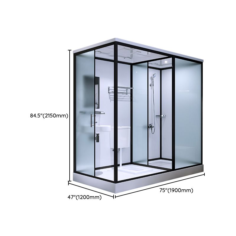 Modern Rectangular Sliding Shower Enclosure Framed Shower Enclosure with Tempered Glass