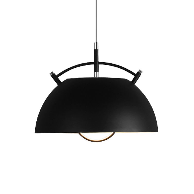 1 Head Dining Room Pendant Lighting Modernist Black Hanging Light Fixture with Domed Metal Shade