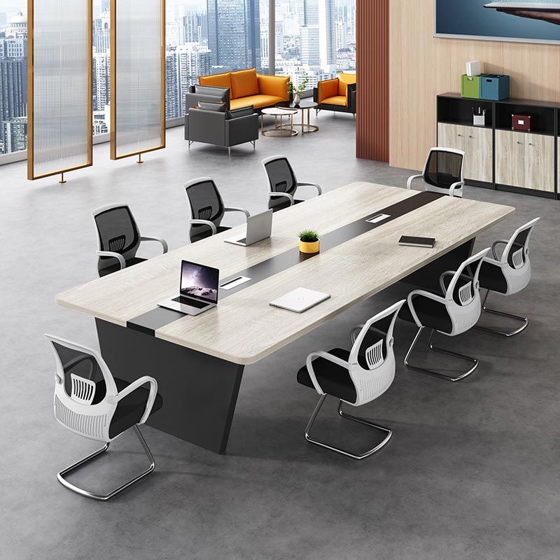 Industrial Style Writing Desk Wood Curved Meeting Desk for Office