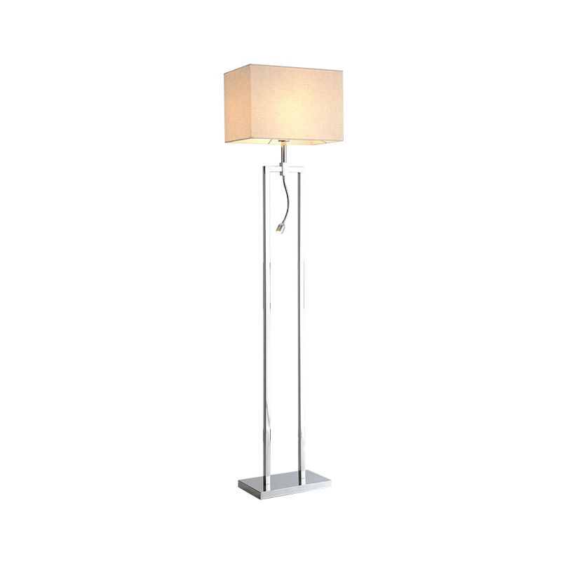 Tissu rectangle de lecture lampadaire lampe debout contemporaine en beige avec projecteur à LED