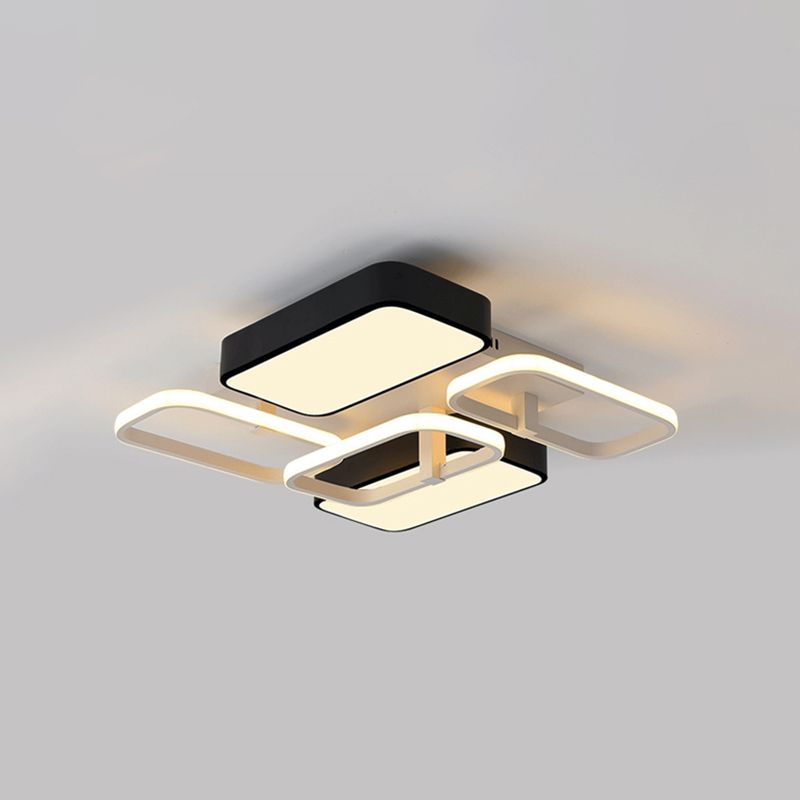 Black Rectangular Flush Ceiling Light Contemporary 23"/25.5" Wide LED Acrylic Ceiling Lighting for Living Room