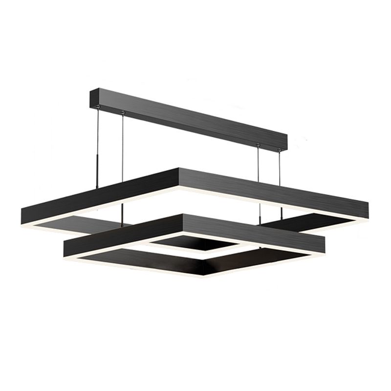 Square Shape Chandelier Lights Modern Metal Chandelier Lighting Fixtures in Black