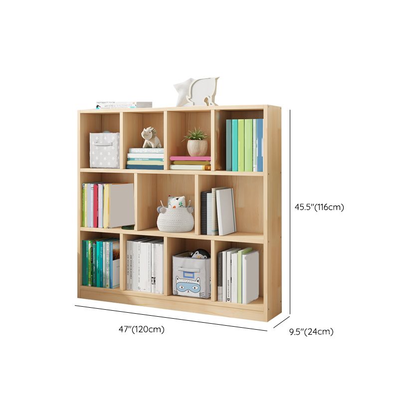 Modern Solid Wood Bookshelf Closed Back Bookcase with Shelves