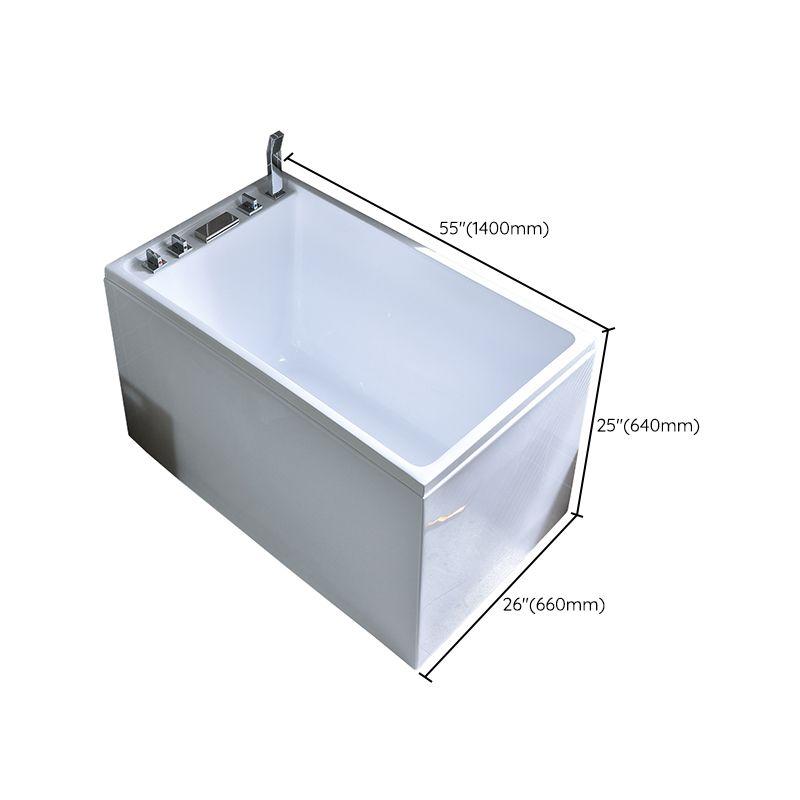 Modern Rectangular Center Bathtub Acrylic Freestanding White Bath