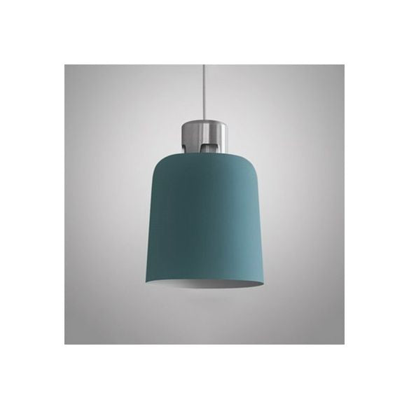 Metal Bucket Shade Hanging Light Single Light Nordic Pendant Lighting in Blue/Green/Pink for Restaurant Dining Room