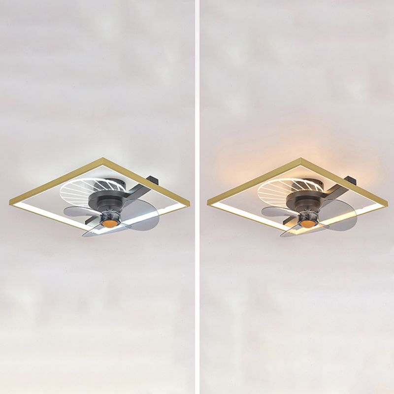 Nordic Geometry Flush Mount Fan Light Metallic Bedroom LED Semi Flush Ceiling Light