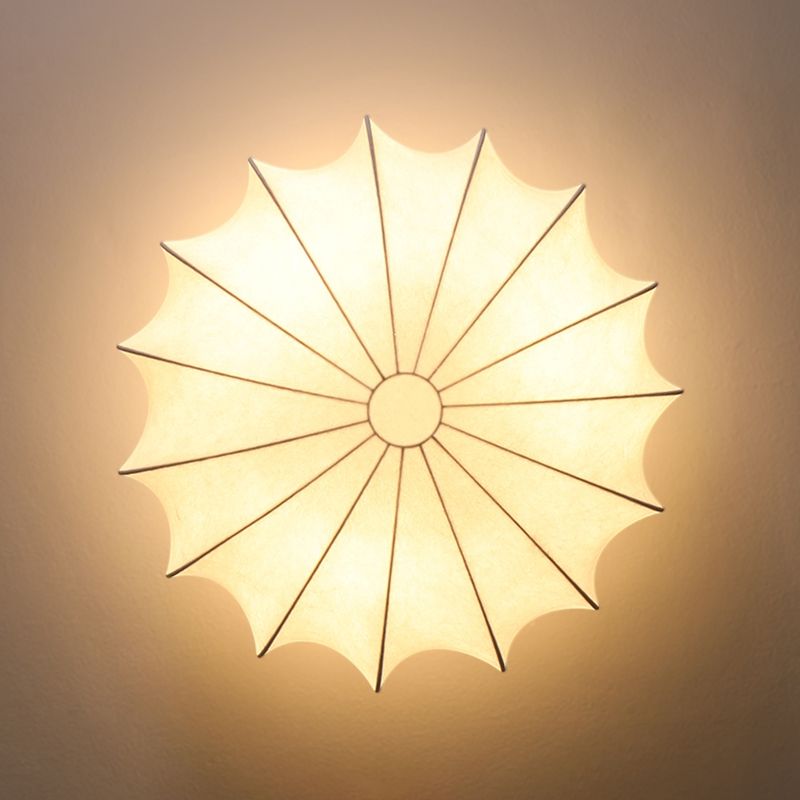 Fabric Lantern Shape Flush Mount Light Modern 1 Light Flush Mounted Light Fixture in White