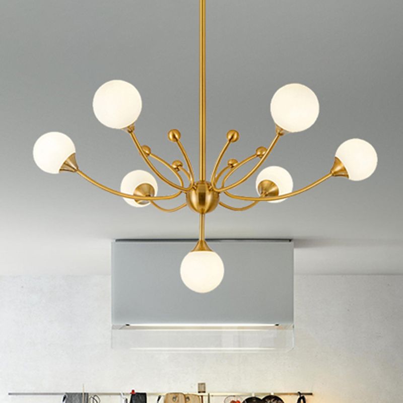 Modern Plant Shaped Chandelier Metallic Hanging Lighting in Gold for Living Room