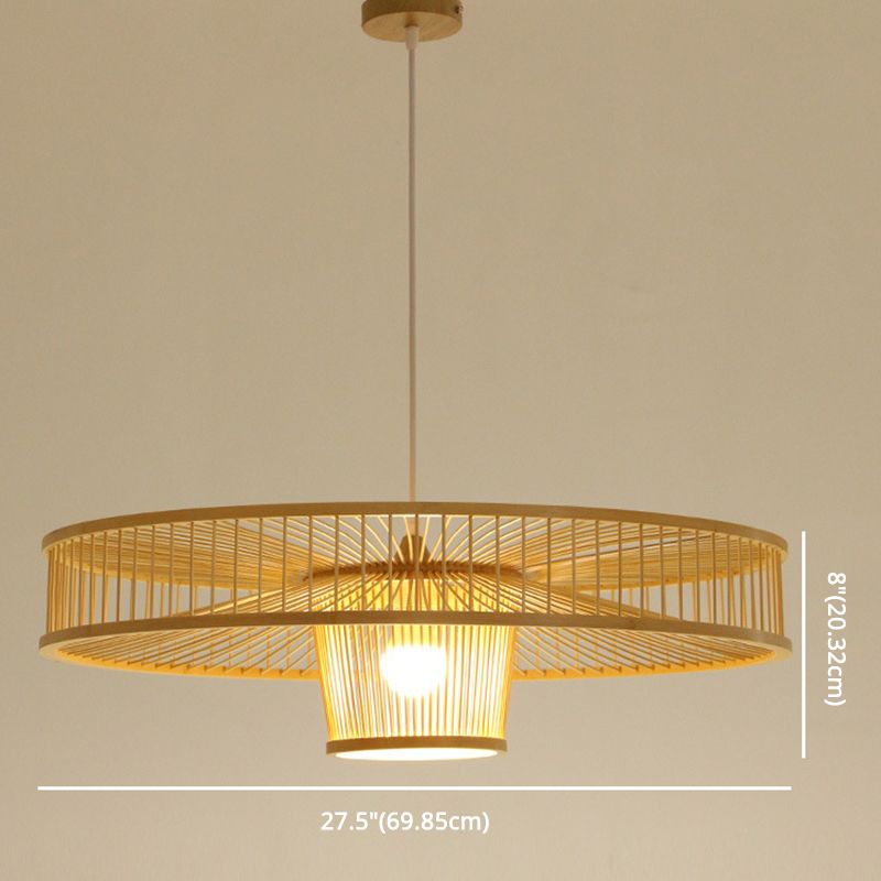 Drum Hanging Pendant Light Chinese Bamboo Pendant Light Fixtures for Living Room