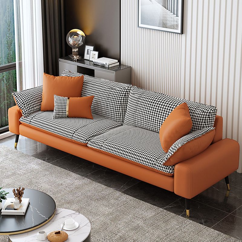 Imitated Leather Upholstered Sofa with Pillow Back Latex/sponge Padding