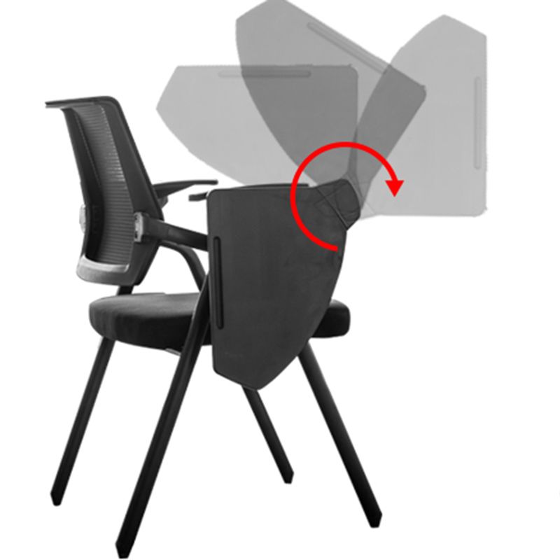 Contemporary Desk Chair Black Fixed Arms Mid Back Office Chair