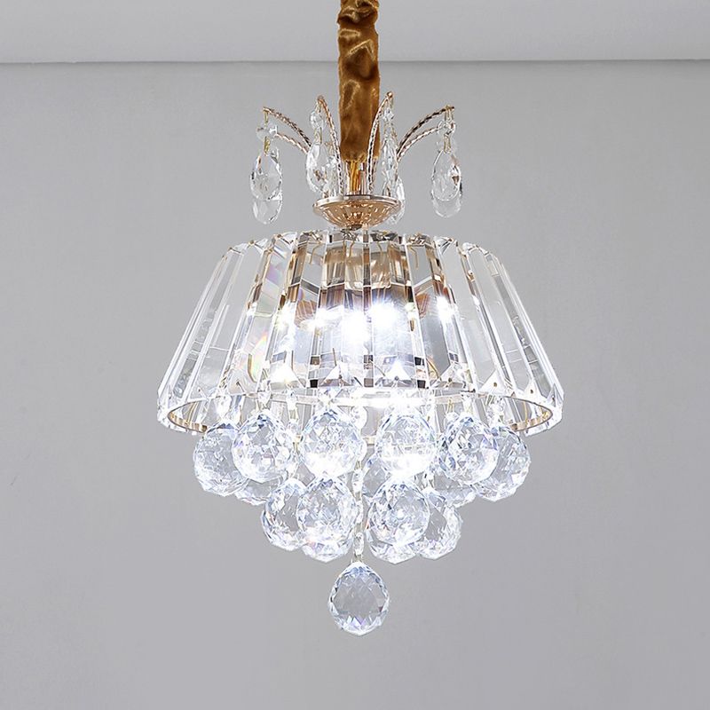 Tiered Chandelier Light Fixture Modern Crystal LED  Gold Ceiling Pendant Light for Dining Room,12"/18" Wide