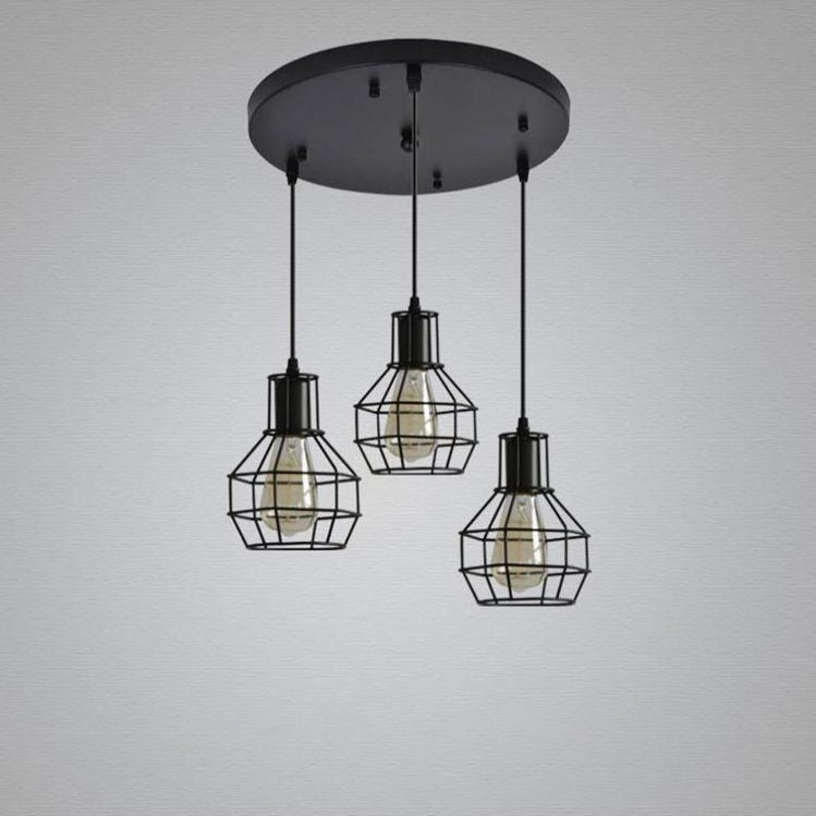 Käfig Schatten Anhänger Lampe Industrial Black Finish Eisen hängende Licht für Esszimmer