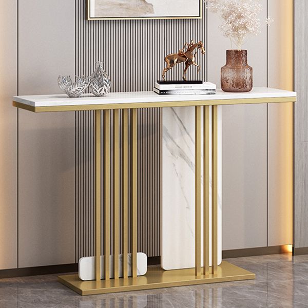 Contemporary Rectangle Console Table with Pedestal Base for Hall