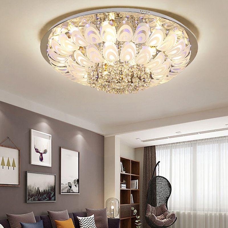 5/8/14-Light Modernism Golden Finish Flush Mount Lighting Round LED Ceiling Light