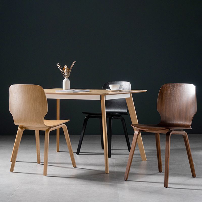 Minimalist Wood Dining Chair for Home Solid Back Armless Dining Chair