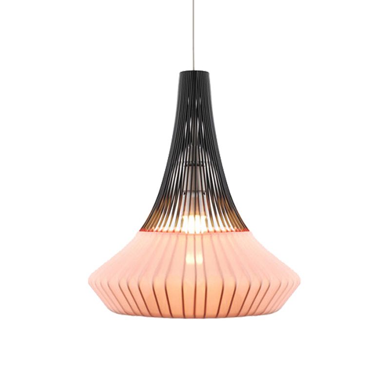 Cone Shade Pendant Light Modern Style Fabric 1 clair noir / rose / bleu Lumière suspendue pour le salon