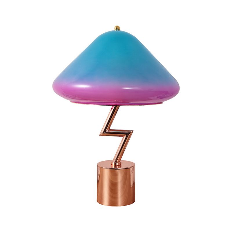 Modernist Mushroom Task Lamp Pink and Blue Glass 1 Bulb Living Room Reading Book Light