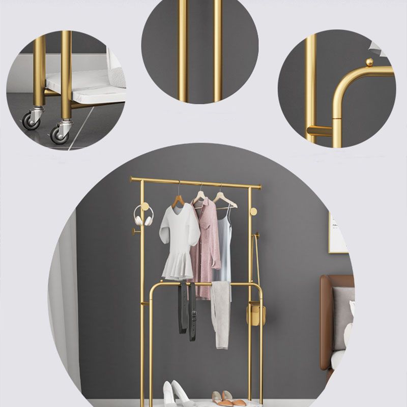 Glam Entryway Kit 2 Hanging Rails Lower Shelf and Hooks Coat Hanger