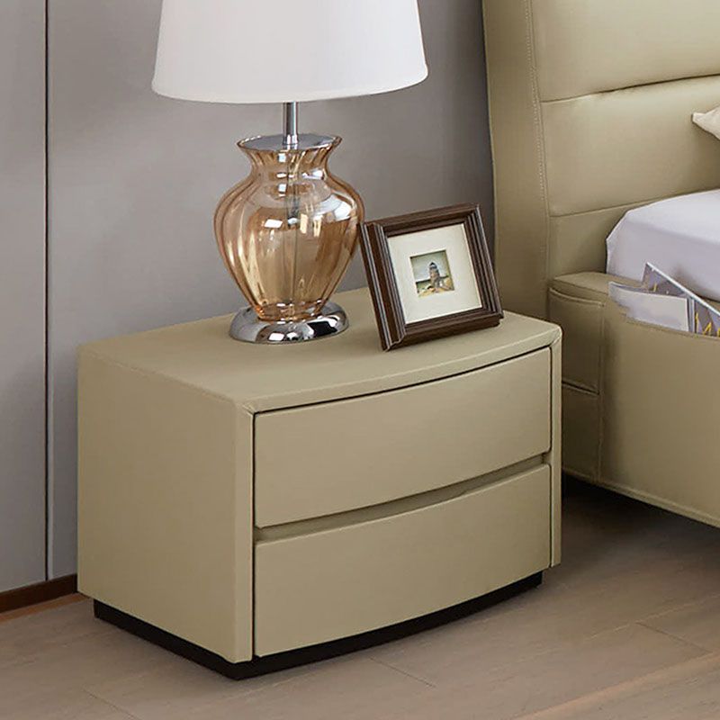 Modern Accent Table Nightstand Leather Bedside Cabinet for Bedroom