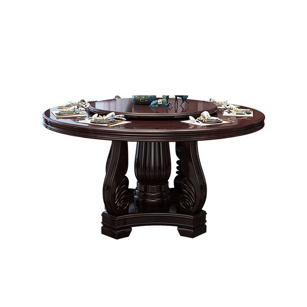 Wood Pedestal Dining Table Turntable Dining Table for Dining Room