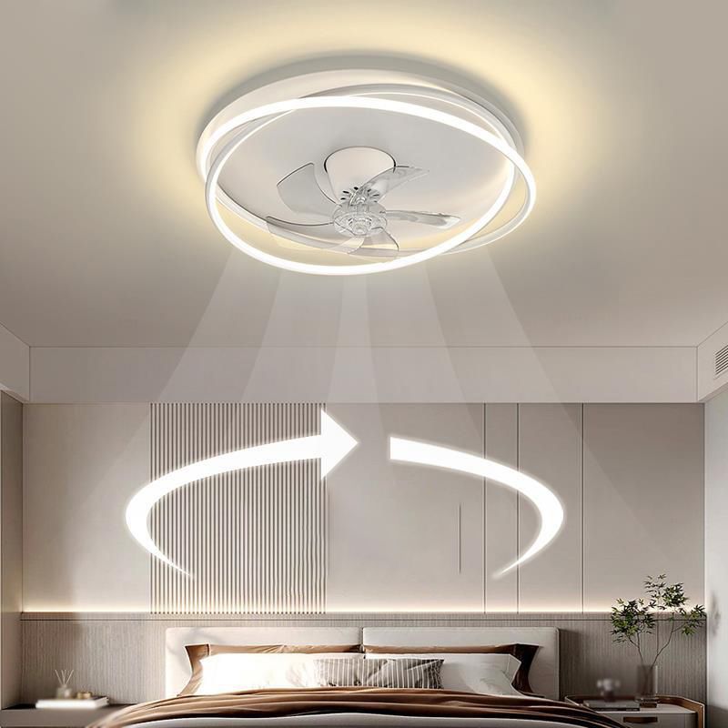 Modern LED Ceiling Fan Lighting Round Metal Fan Light in Black / Gold / White