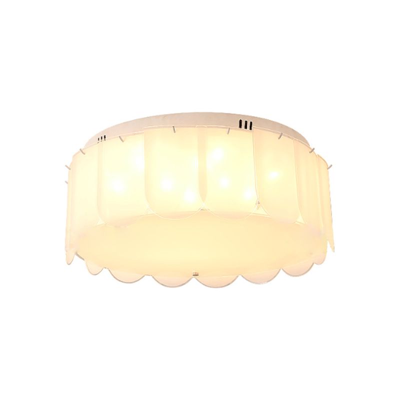 White Glass Drum Flush Mount Lighting Modern Multi Lights Flush Mount Light Fixture for Living Room, 18"/19.5" Wide