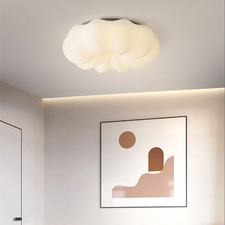 LED Flush Mount Lighting Contemporary White Shaded Ceiling Light for Foyer