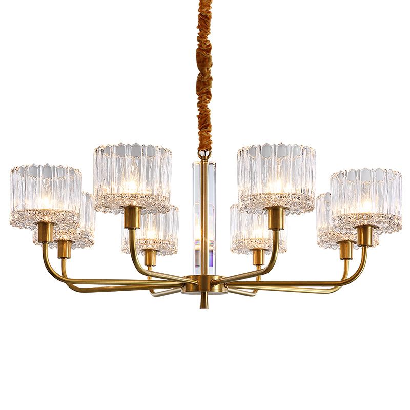 Cylinder Chandelier Light Fixture Modern Simplicity Crystal Pendant Lighting for Restaurant