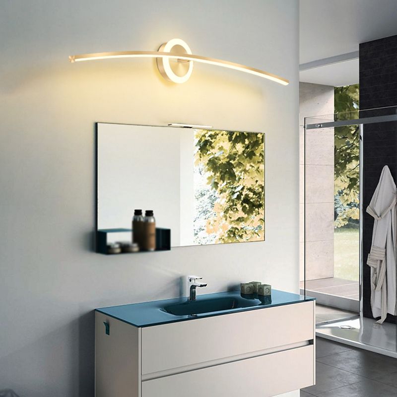 Iluminación de pared de forma lineal estilo moderno de metal 2 luz de luz de luz para baño de ducha