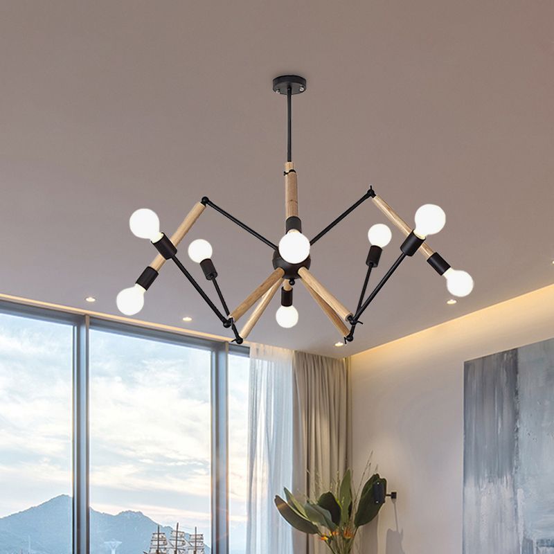 Spider Shape Suspension Light 8/10/12/16-Head Contemporary Metal Chandelier in Black/White for Living Room