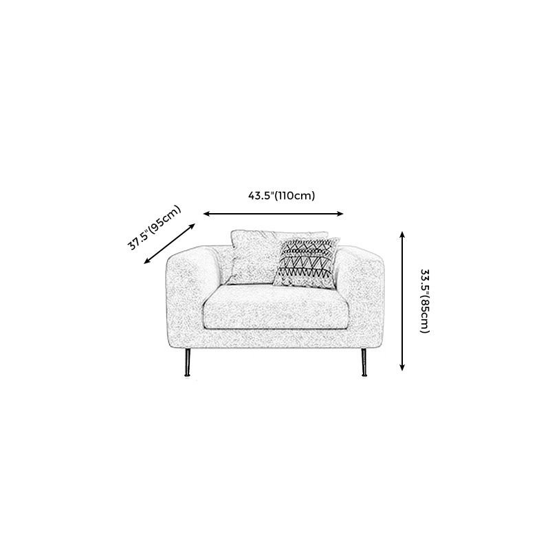 Modern Cotton  Square Arm Sofa Pillow Back Settee for Living Room