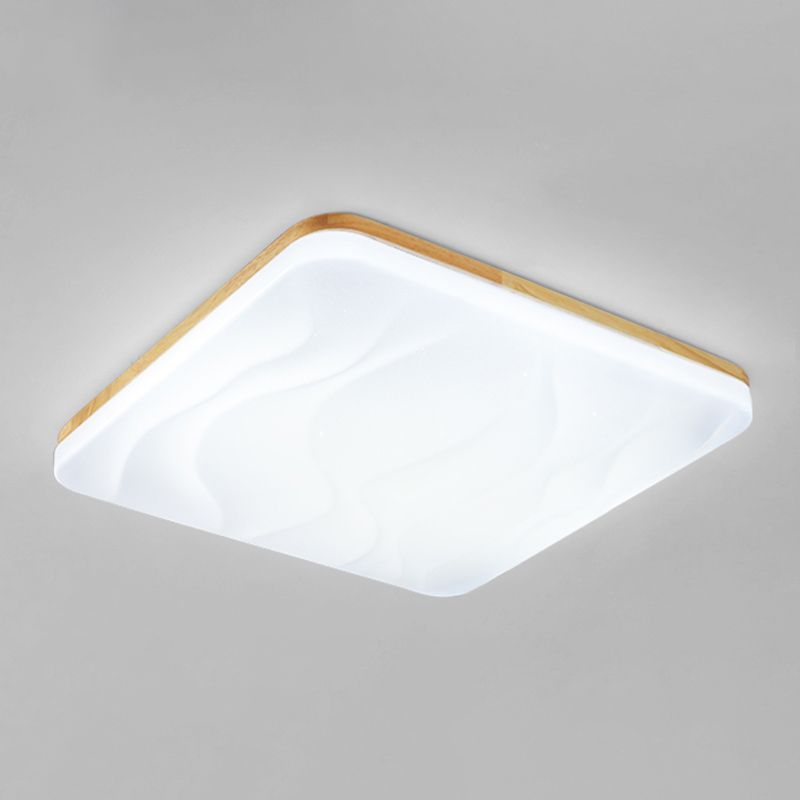 Modern Rectangle Ceiling Light Wood 1 Light LED Flush Mount Light for Bedroom