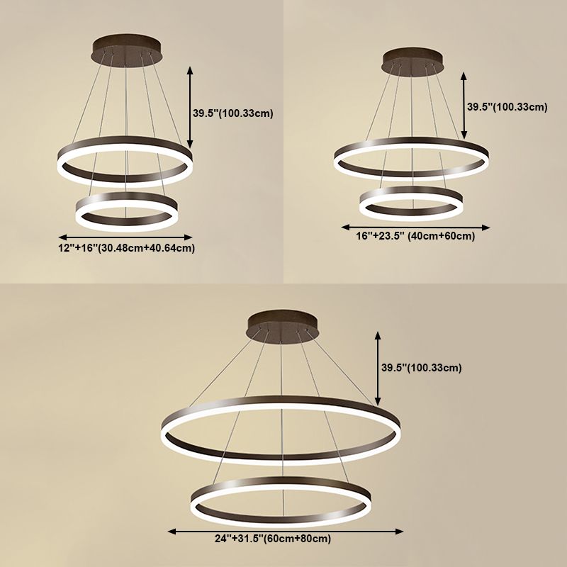 Modern Circle Shape Chandelier Lights Metal Chandelier Lighting Fixtures in Brown