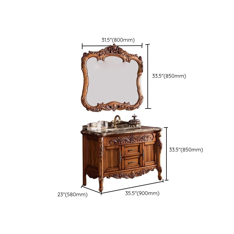 Freestanding Bathroom Vanity Set 2 Doors Single Sink Glam Drawers Vanity with Mirror