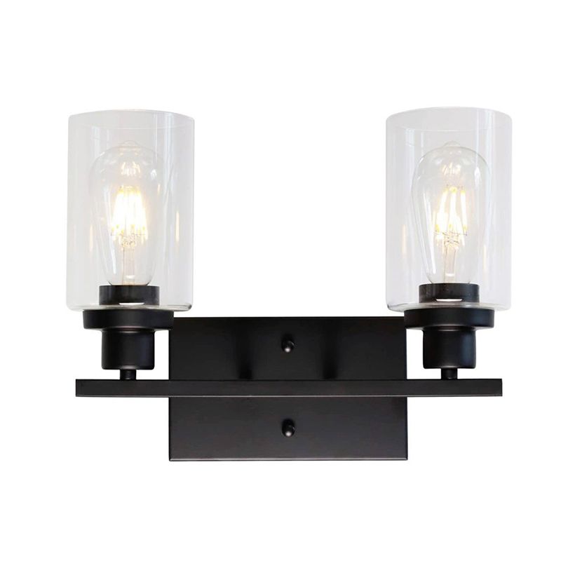 Industrial Simplicity Cylinder Vanity Sconce Lights Glass Wall Mount Light Fixture for Bathroom