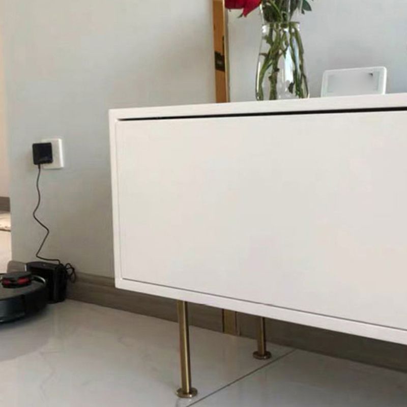 Wooden Enclosed Storage TV Stand Luxury White TV Cabinet for Home