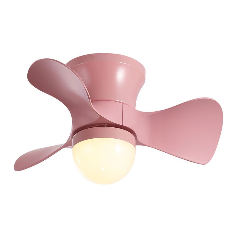 Kids Dome Flush Mount plafondventilator licht metallic 3-blade slaapkamer LED spoeling in roze/blauw, 23,5 "breed