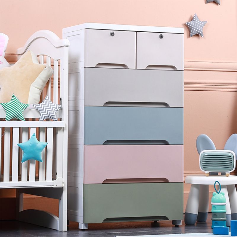 Scandinavian 6 Drawers Kids Nightstand Vertical Nursery Dresser