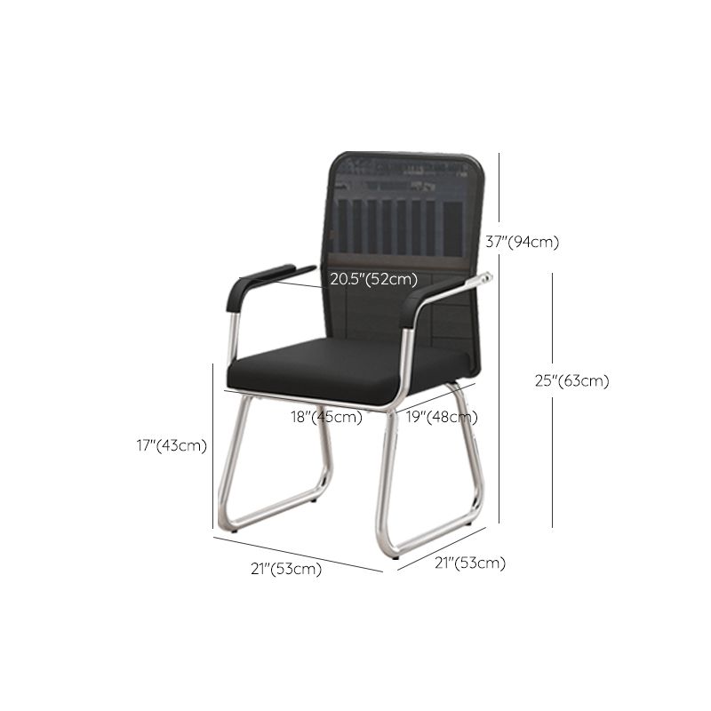 Modern Desk Chair No Distressing Fixed Arms No Wheels Office Chair