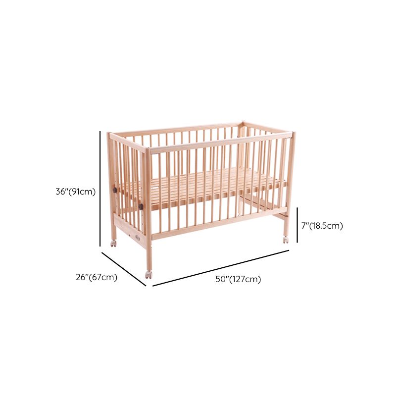 Farmhouse with Adjustable Height Crib Wood with Guardrail Baby Crib