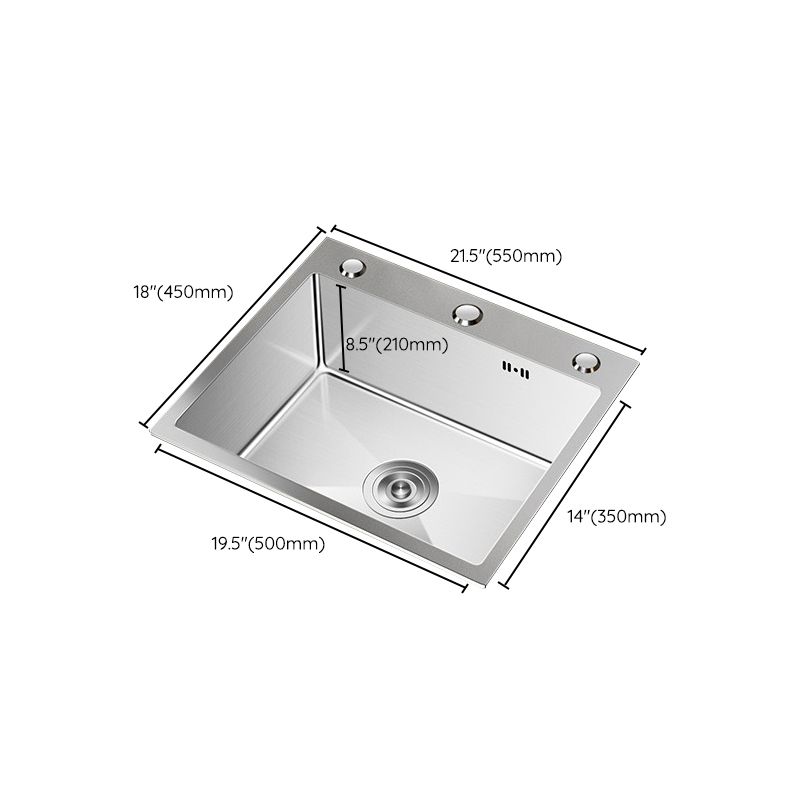 Stainless Steel Drop-In Kitchen Sink Single Bowl Sink with 3 Holes