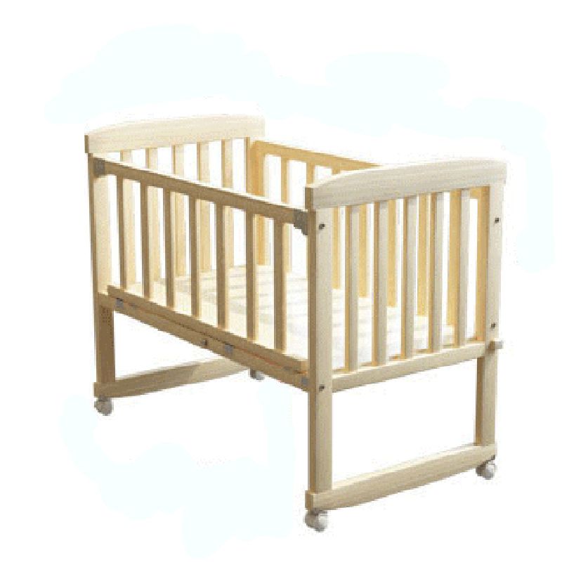 Scandinavian Convertible Crib Baby Crib Natural Wood Crib with Casters