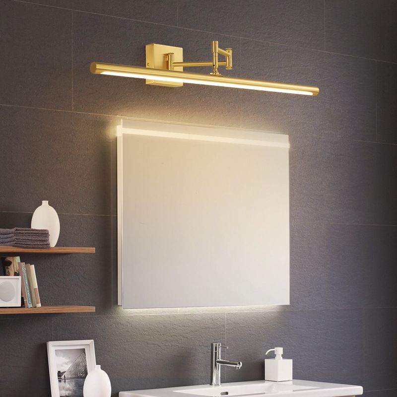 Modern Gold Vanity Light Strip Brass Swing Arm Mirror Light for Bathroom