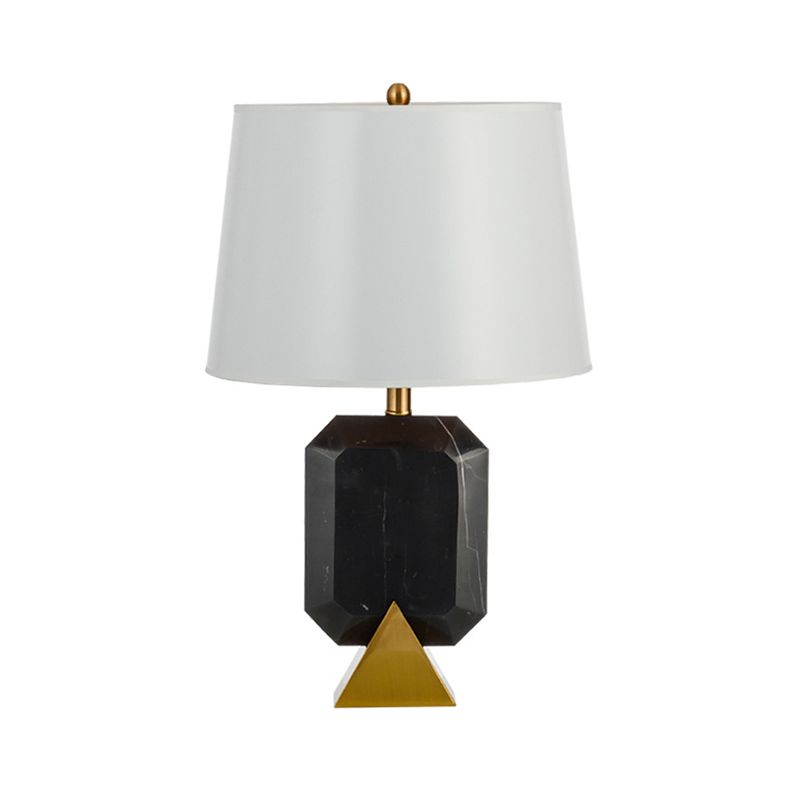 Luxurious Tapered Stone Table Light 1 Head Fabric Night Lighting in Black for Living Room