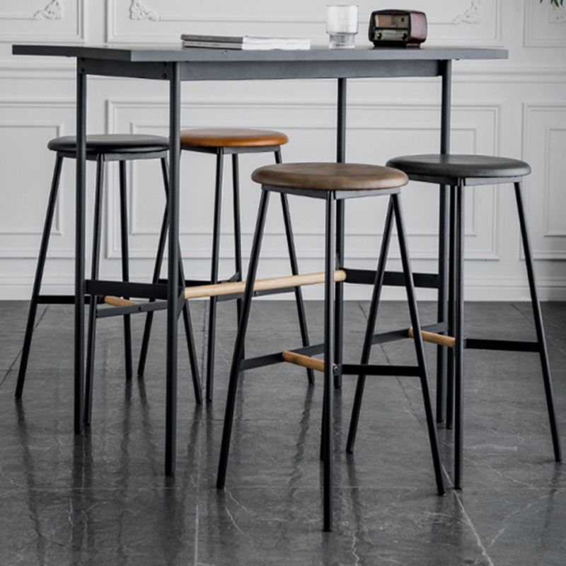 Industrial Backless Bar-stool PU Leather Bar Stool with Metal Legs