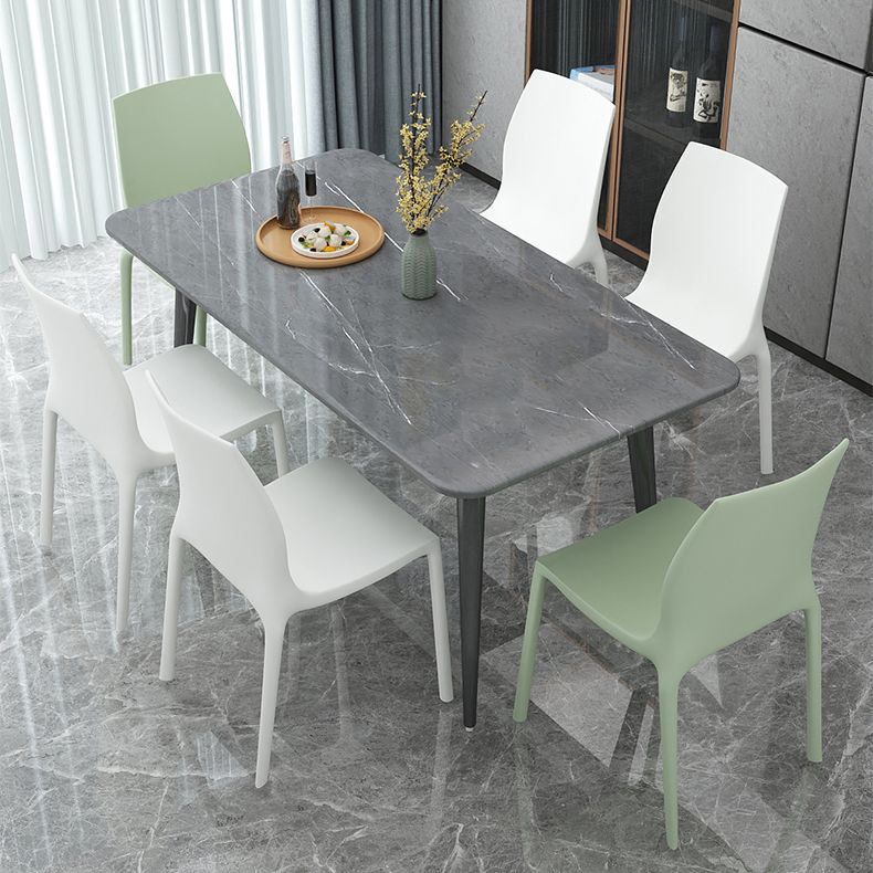 Nordic Style Plastic Dining Chairs Kitchen Armless Dining Chairs