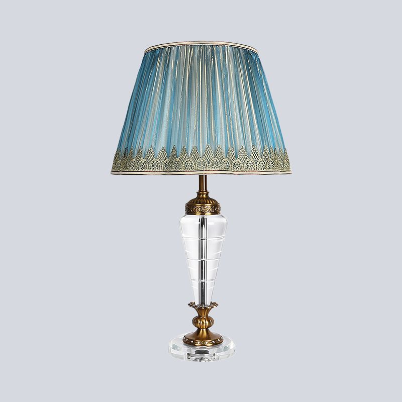 1 testa conica leggera modernista modernista lampada da comodino in cristallo in blu per camera da letto