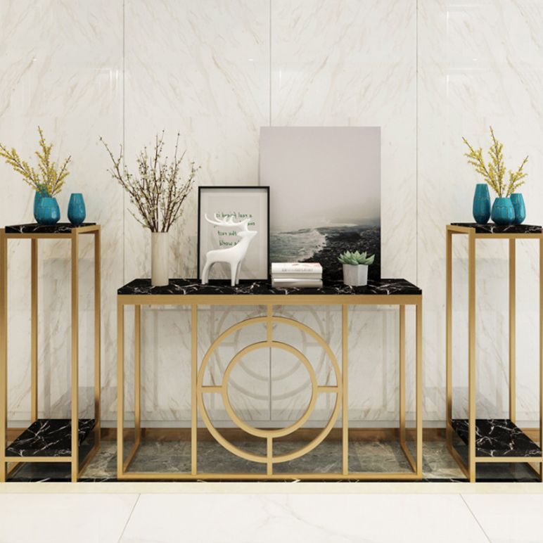 Modern Marble Console Sofa Table Rectangle Iron End Table for Hall