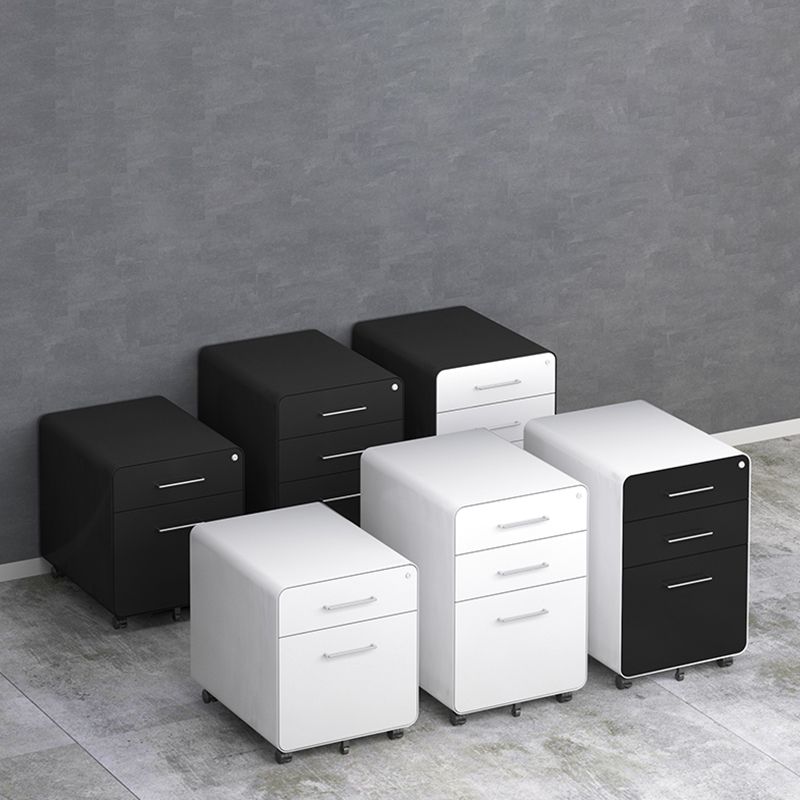 Modern File Cabinet Metal 3 Locking Drawers Cabinet with Castors for Home Office